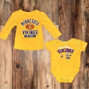 Set of 2 Gold NFL Football Minnesota Vikings Baby - 12 Months